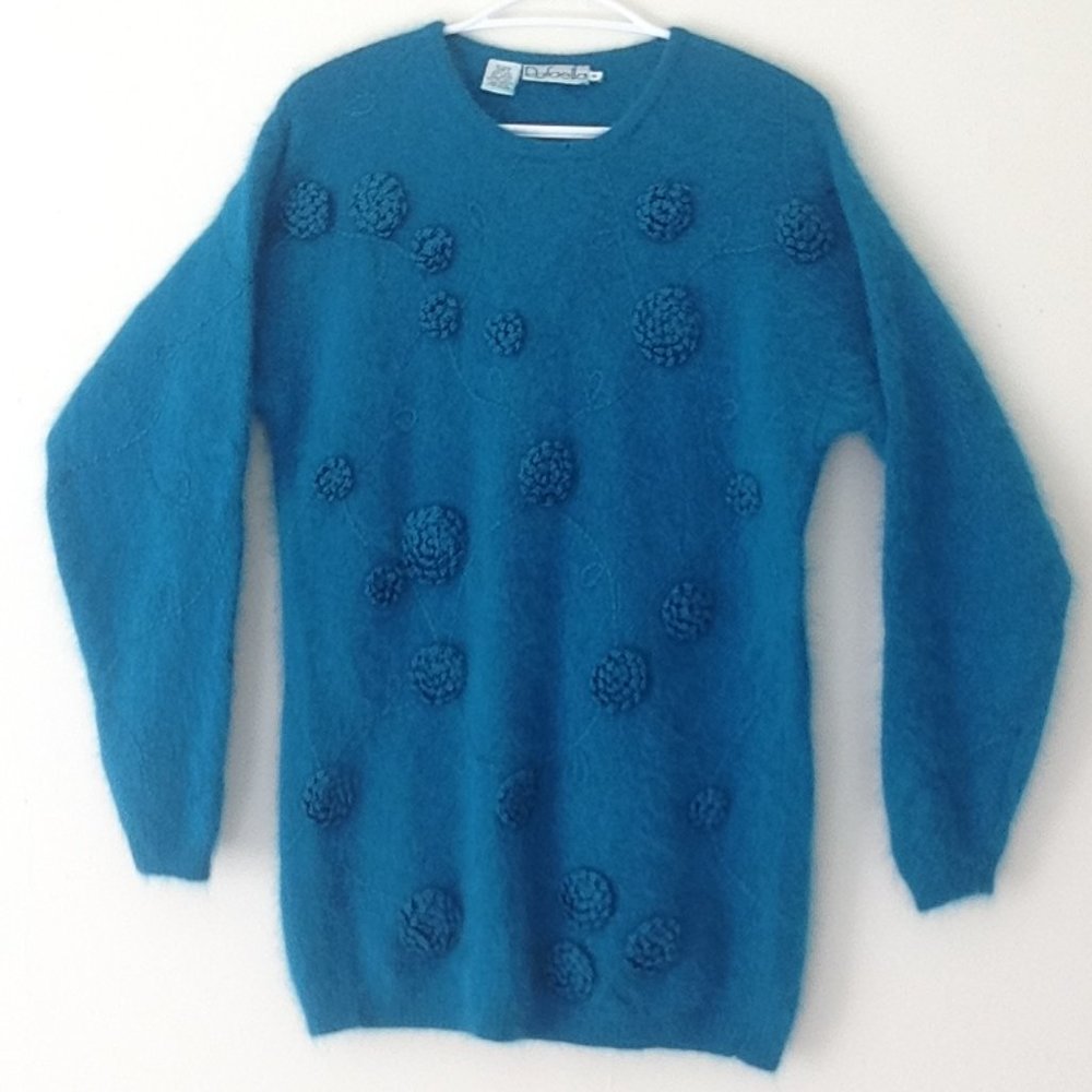 Rafaella Angora Teal Blue Sweater Tunic size S